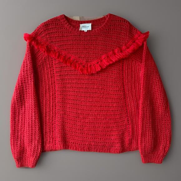 Sezane Gaston Sweater Women's Small Red Wool Cashmere Glam Boho New York - Picture 1 of 9